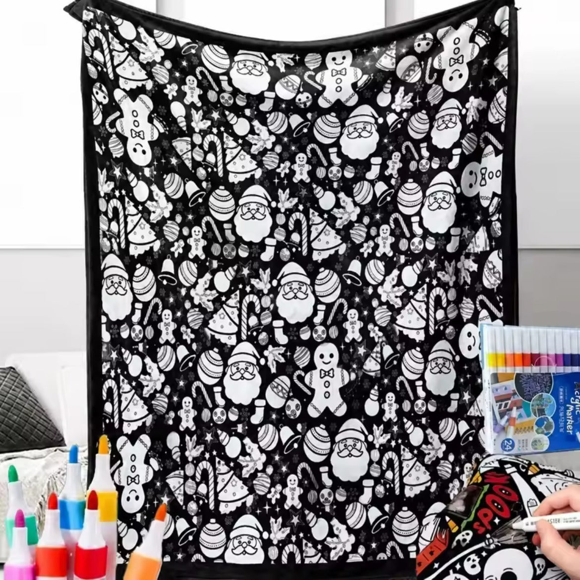 Ausmalbare Kuscheldecke mit 24 Stiften